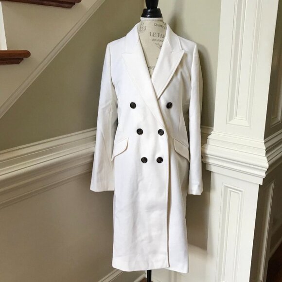NWT JCrew Double Breasted Top Coat Womens 2 Ivory Cream Italian Cloth Wool NEW - Picture 4 of 13